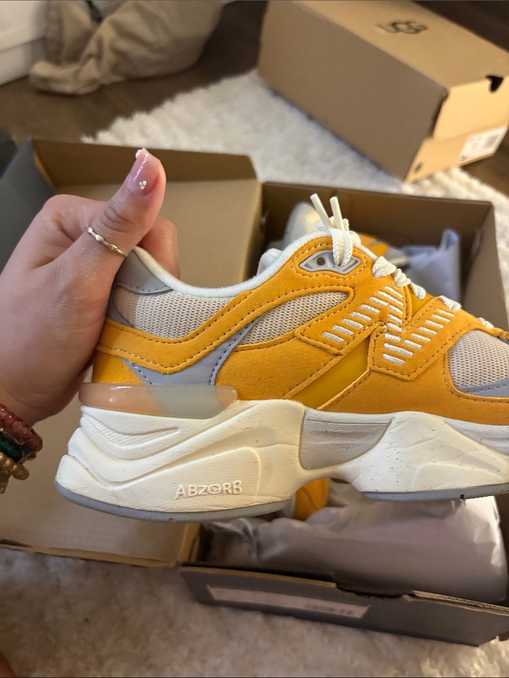 New Balance Orange and Gray Chunky Dad Sneakers - Picture 2 of 13